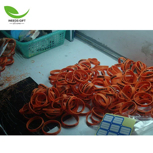 Silicone Wristband product display showing customizable wristbands in assorted colors
